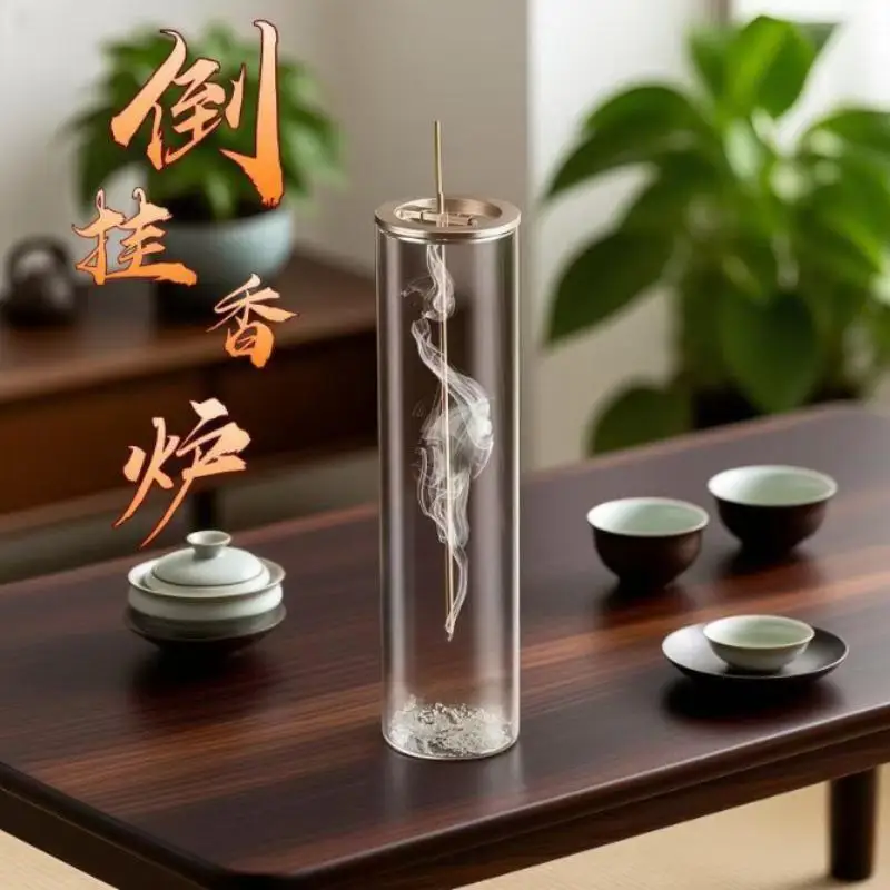 Creative Upside-down Easy To Install Incense Burner Stand With Glass Ash Catcher Backflow Incense Burner Detachable Rustproof