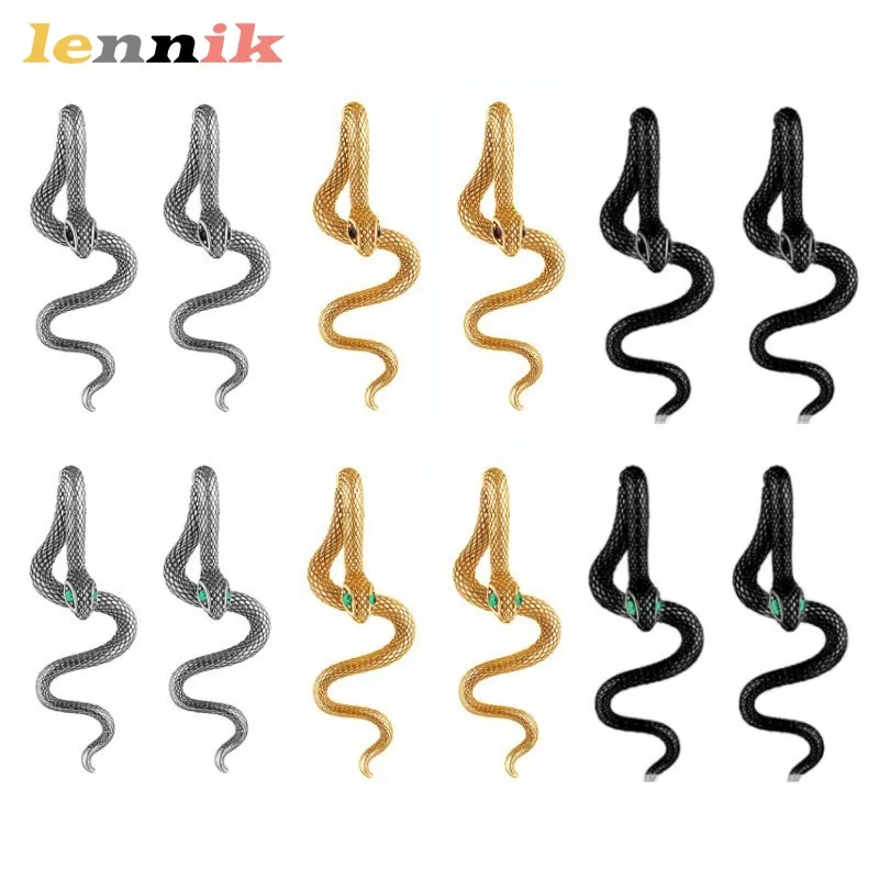 LENNIK Women's Trendy Hip-Hop Detachable Snake Earrings, Dark Style Snake-Shaped Studs, Daily Wear Jewelry, Hot Sale Accessory