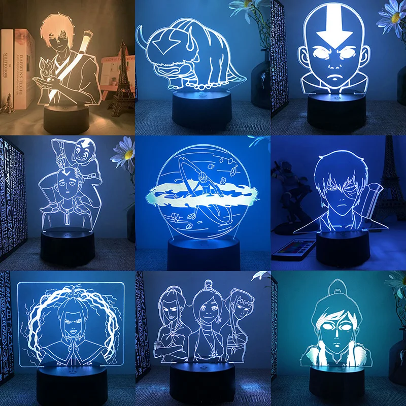 Avatar the last airbender Aang 3d led lamp for bedroom night lights action figure avatar room decor cute lover gift luces