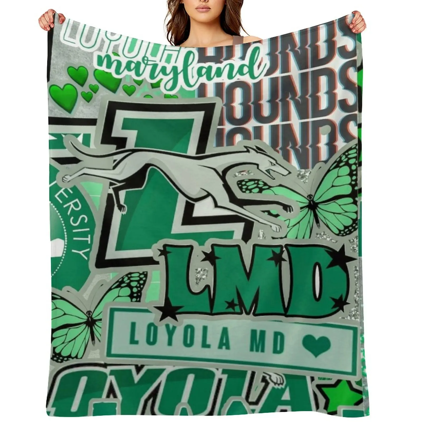 

Loyola University Maryland Collage Throw Blanket Furry Cute Plaid For Sofa Thin Winter beds Blankets