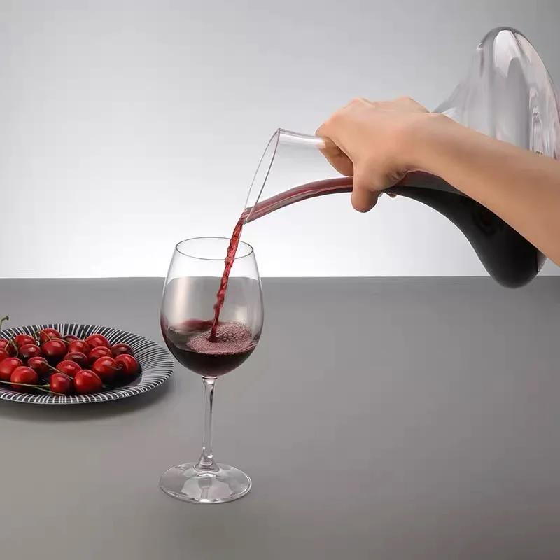 Household Red Wine Trumpet Crystal Glass Decanter 1000ml Red Wine Decanter Wine Pot Bar Wine Pourer Premium Carafe Thickened