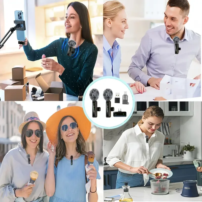 ميكروفون USB C Ti ميكروفون صغير لاسلكي لهواتف/أجهزة الكمبيوتر اللوحية/ميكروفون تسجيل فيديو بمشبك، مع مشبك قابل للدوران وتسجيل تقليل الضوضاء، مثالي لمبدعي محتوى Vlog Tiktok Youtube Podcast