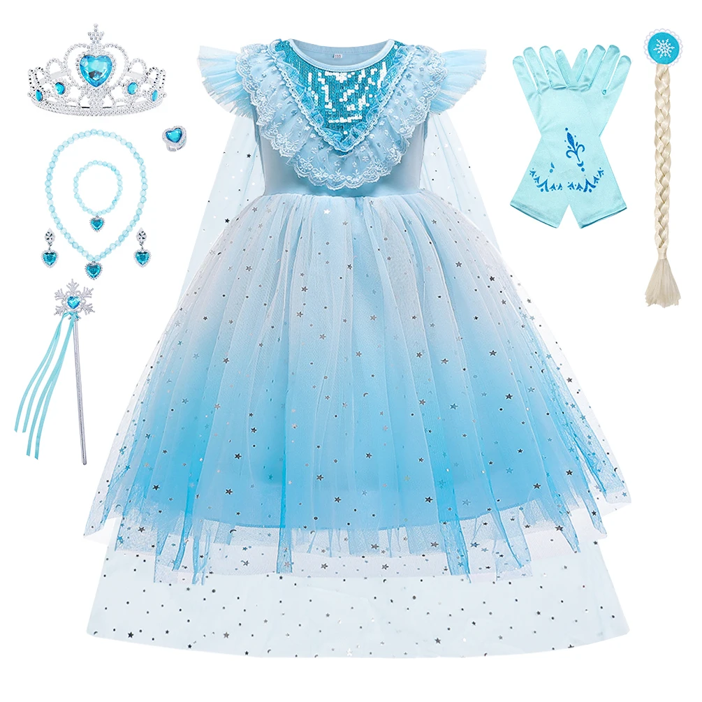 

Jurebecia Elsa Princess Dress For Girls Kids Princess Dress Up Costumes Halloween Cosplay Birthday Party Christmas Fancy Outfit