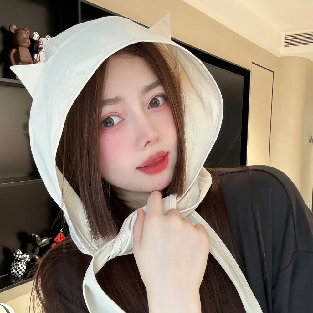 الموضة الكورية نمط الشيطان الصغير القرن الحجاب التجفيف السريع بلون حزام قبعة قبعة واقية من الشمس قبعة قبعة صغيرة قبعة الرجال