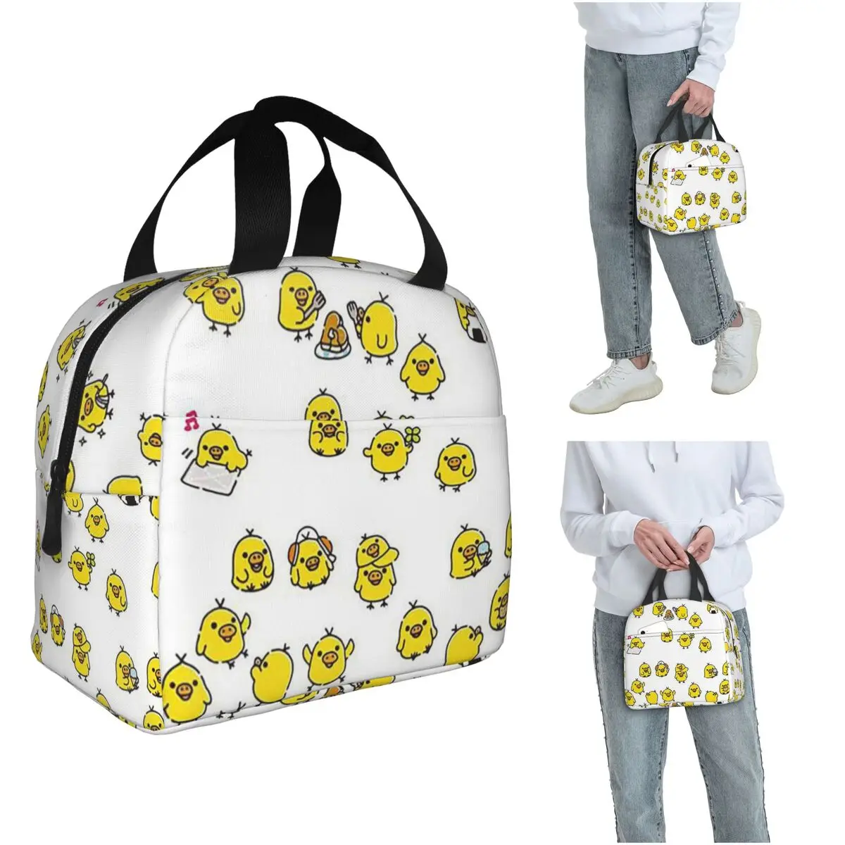 

Милый узор Kiiroitori Rilakkuma, изолированная сумка для обеда для детей, школьный холодильник, термосумка для еды, портативная сумка для обеда, контейнер