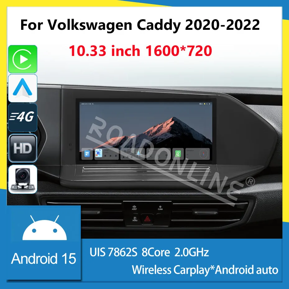 Für Volkswagen Caddy 2020-2022 12,3 zoll UIS7862S GPS Android 15 8 + 256 gb Auto Navigation CarPlay Auto radio Multimedia-player