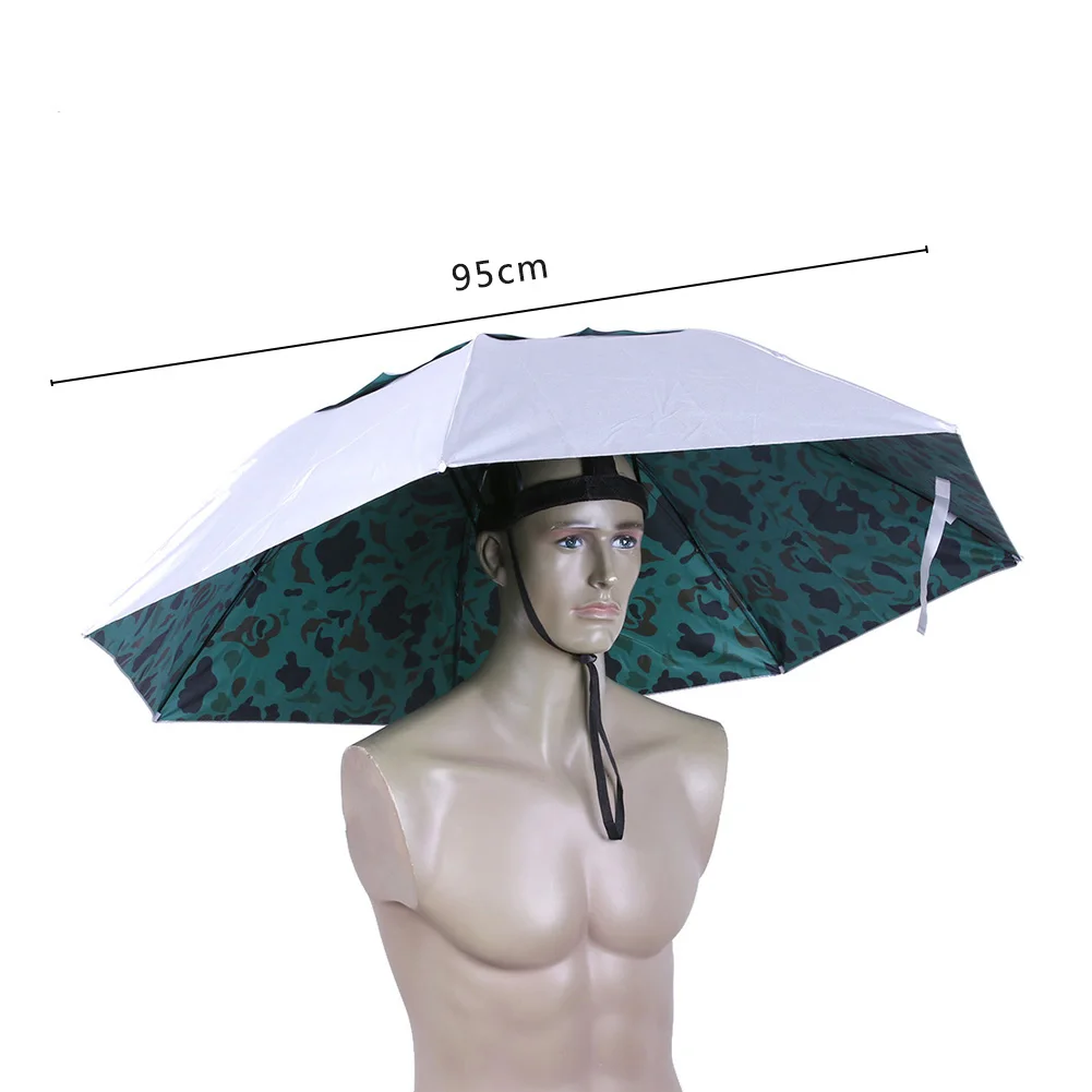 Outdoor Foldable Head Umbrella Hat Anti-Rain Anti- Fishing Caps Portable Travel Hiking Beach Fishing Umbrellas Hat Rain Gear