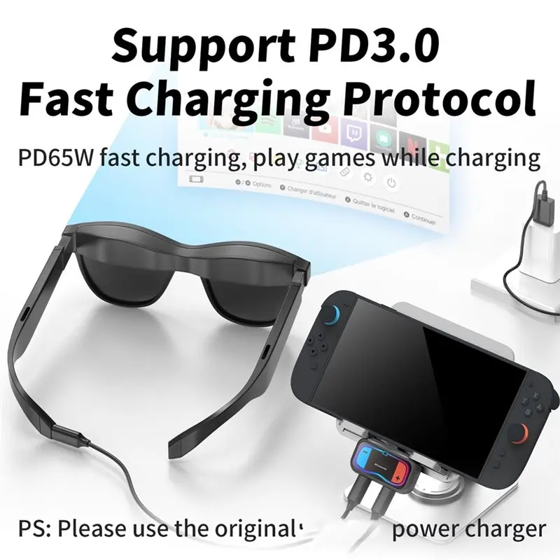 Direct Connection Converter 4K@60Hz USB C To AR Glasses And Charging Adapter For Nintendo Switch 2, Support HDR