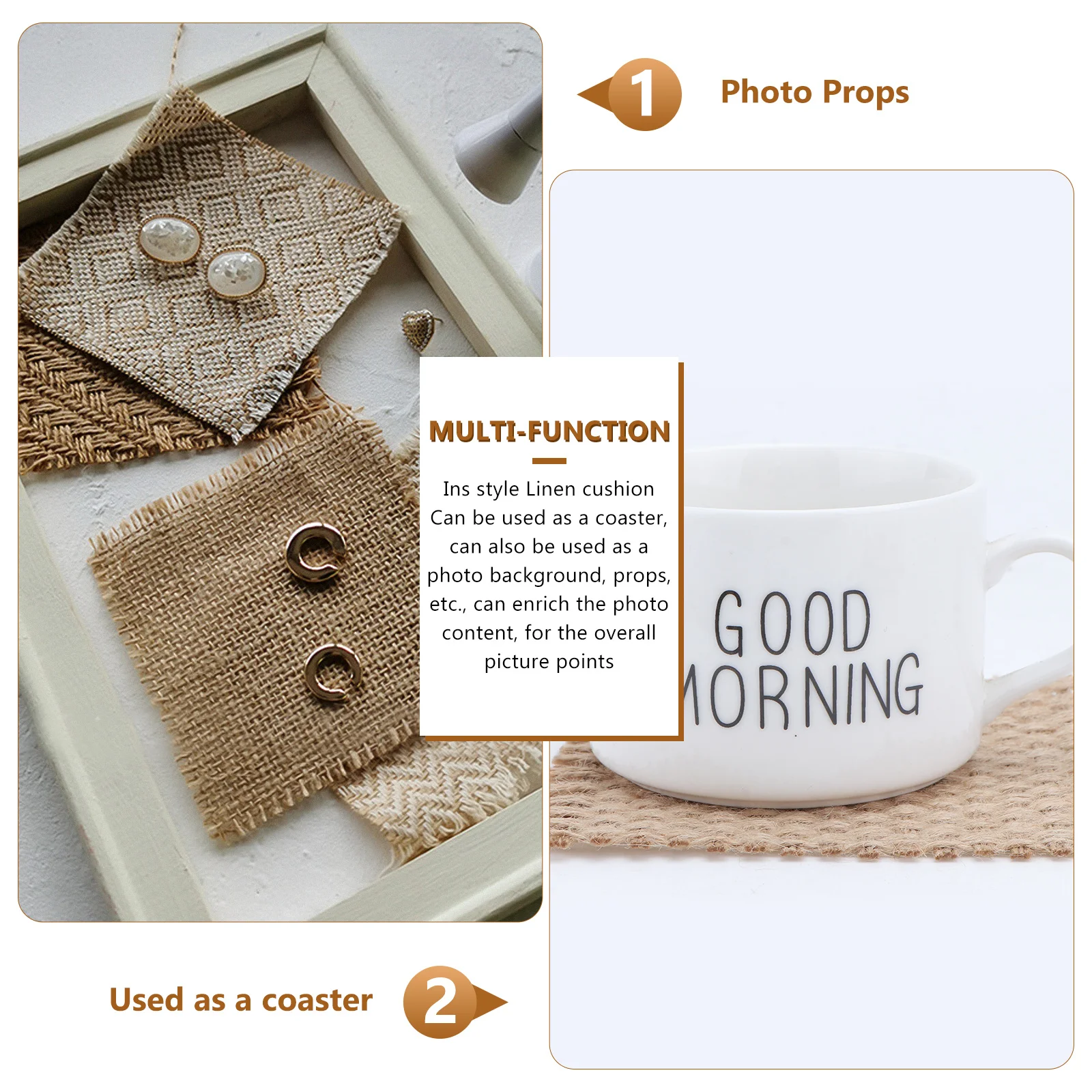 6Pcs Unique Table Mat Set Stylish Retro Coaster Ornament for Dining Table Pad Home Kitchen Cafe Photo Shoot Use