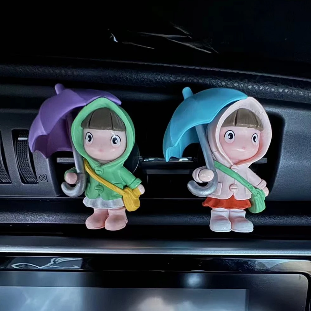 

Cute Umbrella Couple Car Interior Decoration Action Figures Car Air Conditioning Vent Perfume Clip Ornaments Auto Accessories