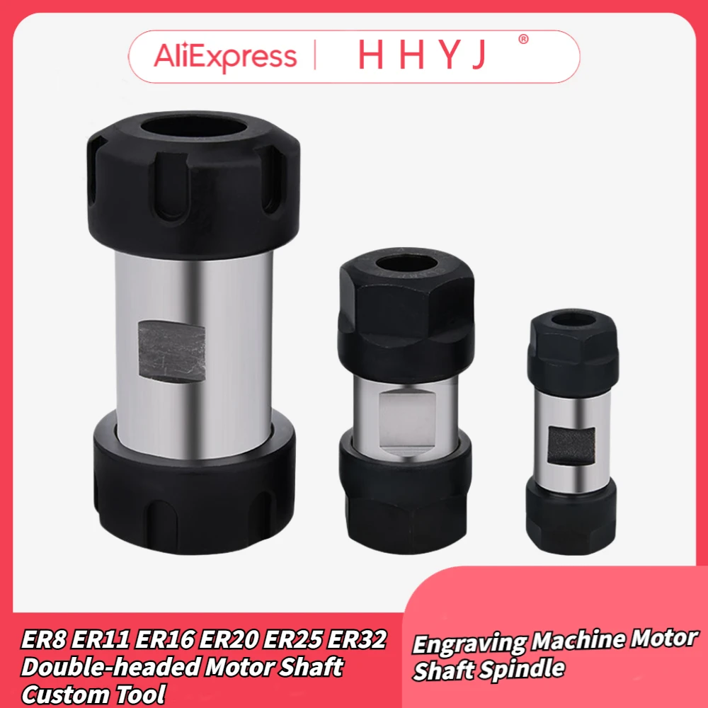 ER8 ER11 ER16 ER20 ER25 ER32 Double-headed Motor Shaft Custom Tool Post Engraving Machine Motor Shaft Spindle Tool Holder Collet