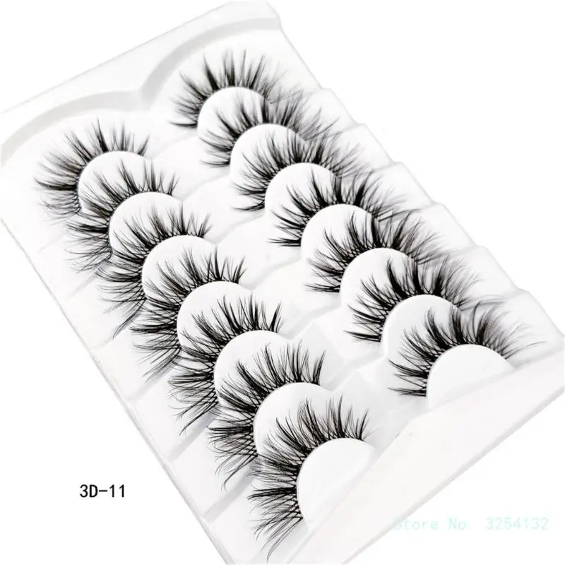 7 Pairs 3D Mink Cats Eyes Lashes Mink False Eyelash Handmade Wispy Volume Eyelashes Full Strip Lashes Makeup Fake Lashes