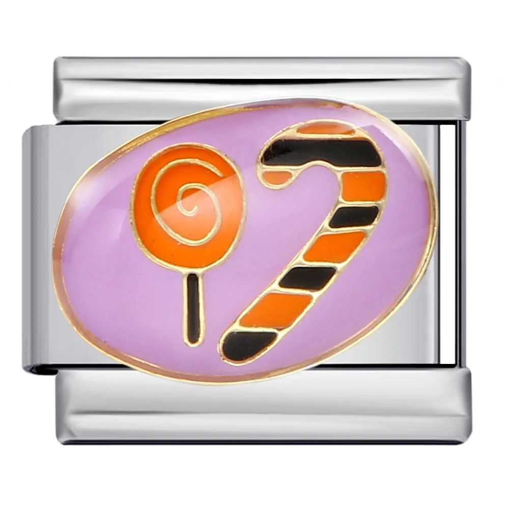 Fashion Color Glaze Gothic Halloween Sorceress Moon Bat Ghost Italian Charm Links Fit 9mm Stainless Steel Making DIY Jewelry