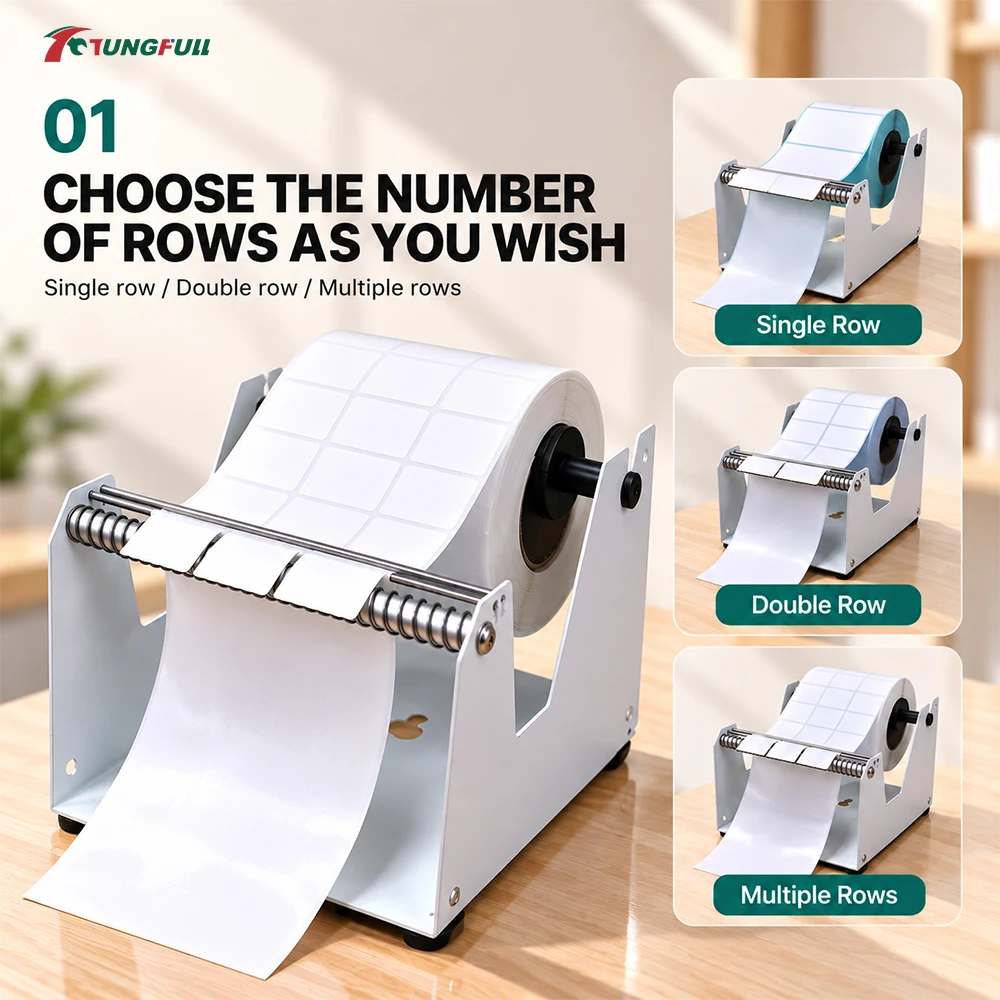 TUNGFULL Manual Label Dispenser for Multiple Rolls Single Row Sticker Peeling Machine 60mm 120mm 160mm Adjustable Width Sturdy