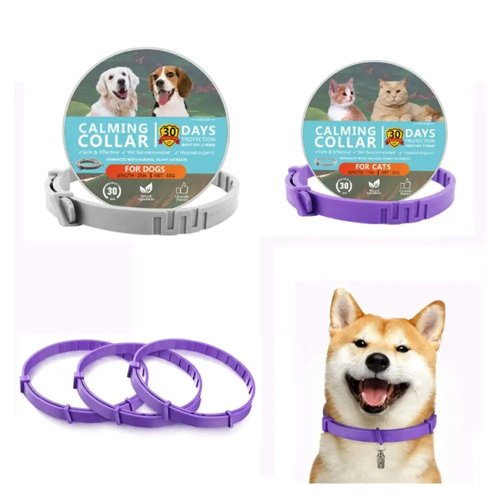 

Portable 38cm/63.5cm Pet Calming Collar Adjustable TPR Dog Cat Necklace Waterproof Anxiety Stress Pet Supplies Cats