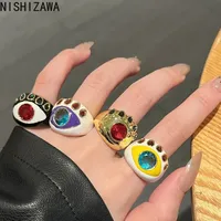 NISHIZAWA Hyperbole Eye Rings for Women Drip Glaze Palace Style Vintage Jewelry Fashion Forefinger Luxury Simple Anillos Mujer