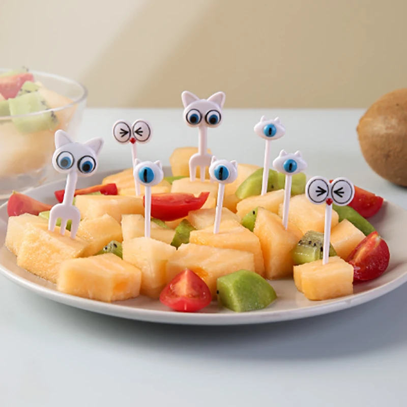 1Set Cartoon Fruit Fork Toothpicks Cute Animal Food Selection Mini Lunch Box Decoration Children's Food Supplement Tool