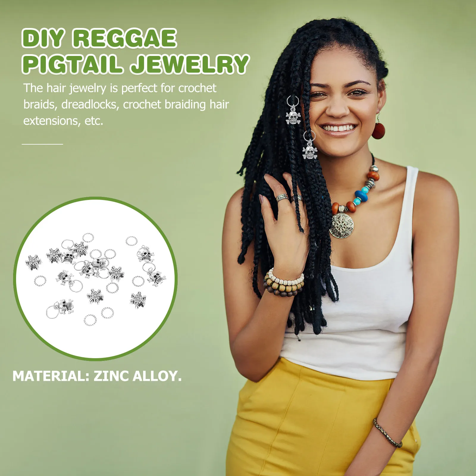 

70Pcs Metal Hair Cuffs Dreadlock Rings Zinc Alloy Reusable Braiding Hair Jewelry for Crochet Braids Dreadlocks DIY Prom