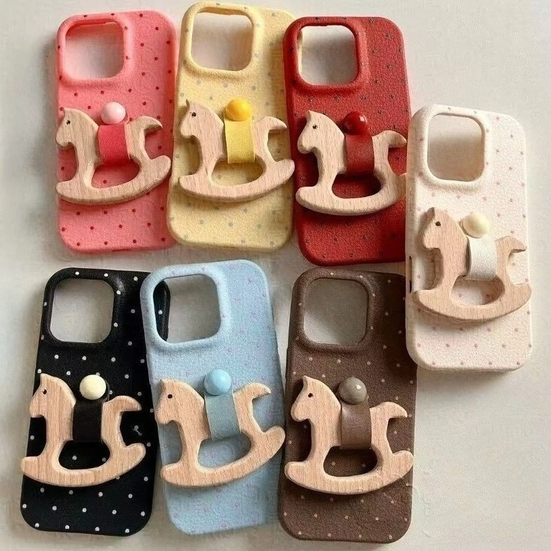 

3D Wooden Horse Ring Holder Case For OnePlus 15 13 12 11R 10R 10T ACE 6 5 3 2 2V Pro CE4 CE2 N300 N30 SE N20 New Year Phone Case