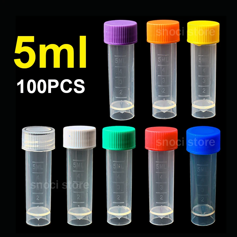 5ml PP Lab Cryopreservation Tube Cryotube Freezing Tubes Centrifuge Tube Volume Vials Bottles With Screw Cap 100pcs