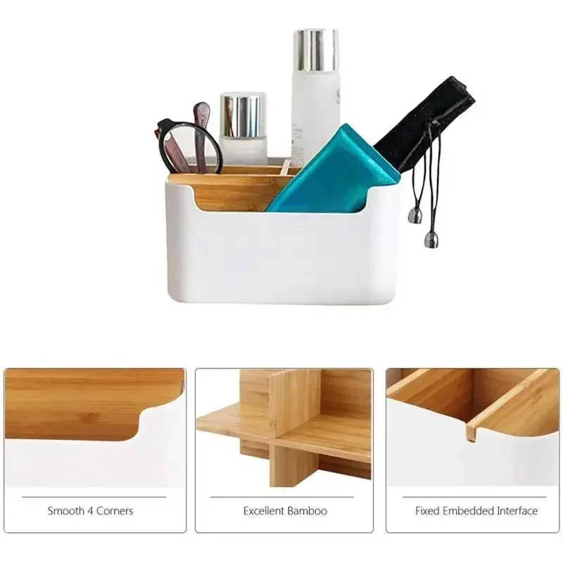 Simple Wooden Detachable Desktop Storage Box Remote Control Living Room Organizer Office Stationery Classification Storage Box