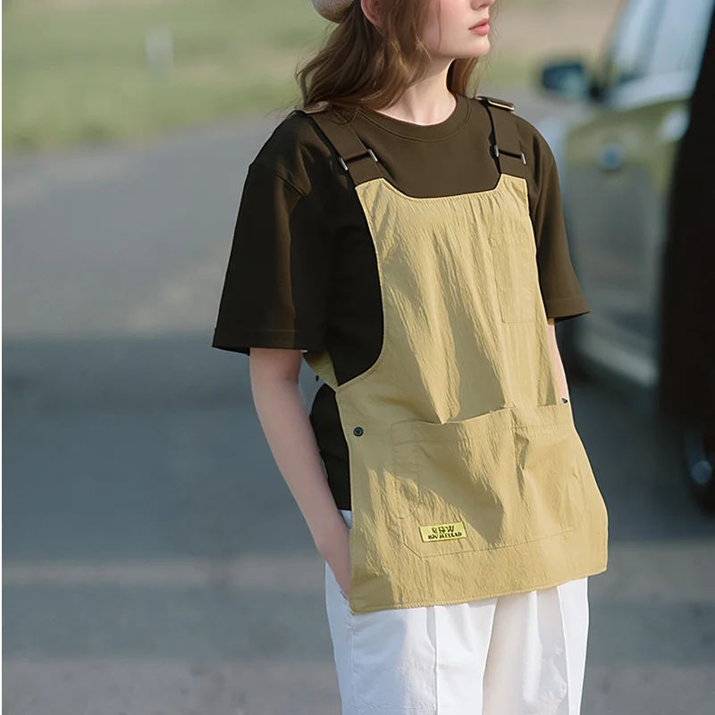 1 Piece of Unisex Work Apron, Adjustable Buckle Strap Overall Vest, Multi-Pocket Practical Apron, Outdoor DIY Lover's Workwear