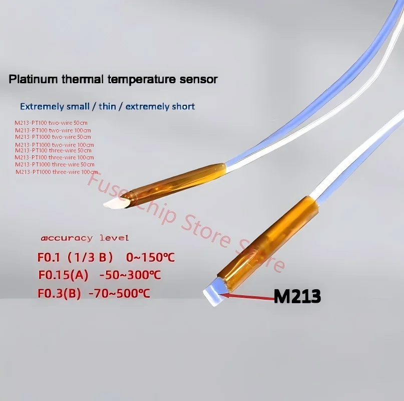 M213 50cm 100cm Thin-Film Platinum Resistance PT1000 RTDpt100 Temperature Sensor Temperature Measurement Probe Thermoresistor