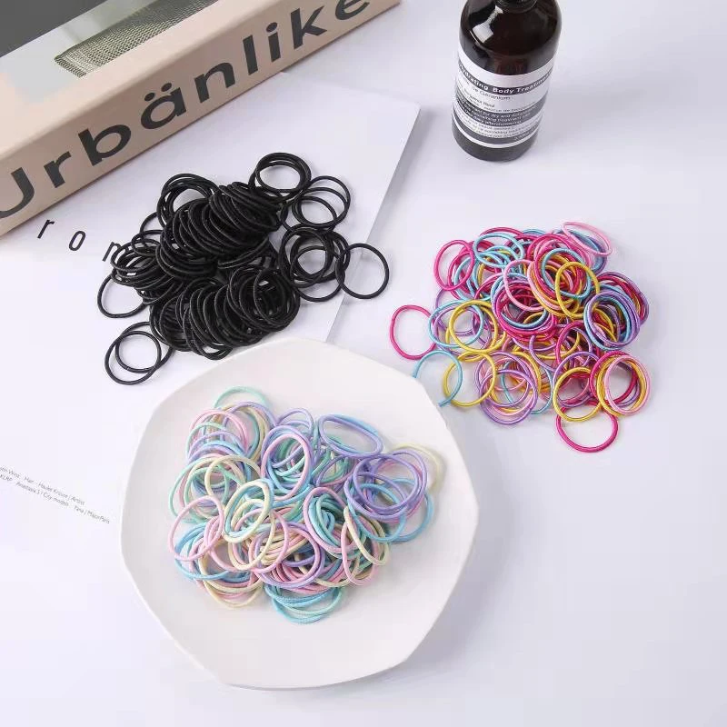 100Pcs/Set Children Girls Hair Bands Candy Color Hair Ties Colorful Basic Simple Rubber Band Elastic Scrunchies Hair Accessories