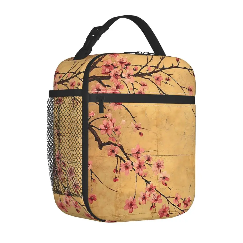 Sakura Cherry Blossom Japanese Flowers Insulated Lunch Bag for Women Kids Portable Food Boxes Thermal Lunch Box Tote
