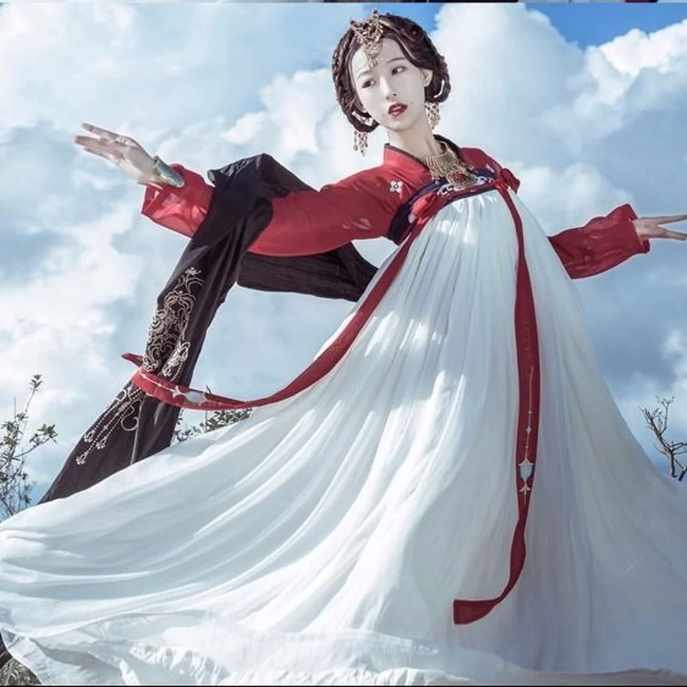 Hanfu Women Dress Chinese Style Cosplay Fairy Red and White Hanfu Traditional Female Clothes Ancient Classical Dance Costumes