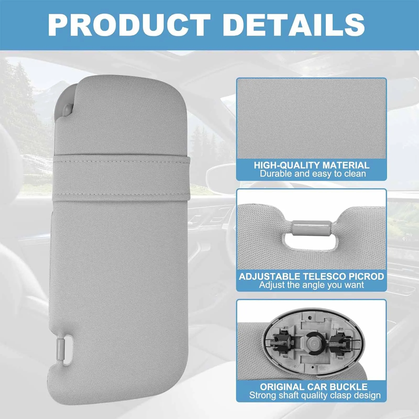 

Sun Visor with Light Lamp - Left/Right Side Fit Toyota Corolla 2007-2013 | Sunshade Replacement 74320-12E00-B0