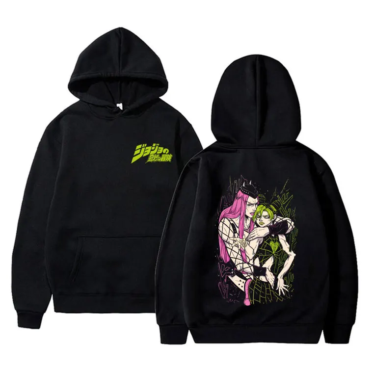 

Anime Jojo Bizarre Adventure Hoodie Narciso Anasui Jolyne Cujoh Print Pullover Men Women Manga Fashion Casual Hoodies Fans Gift