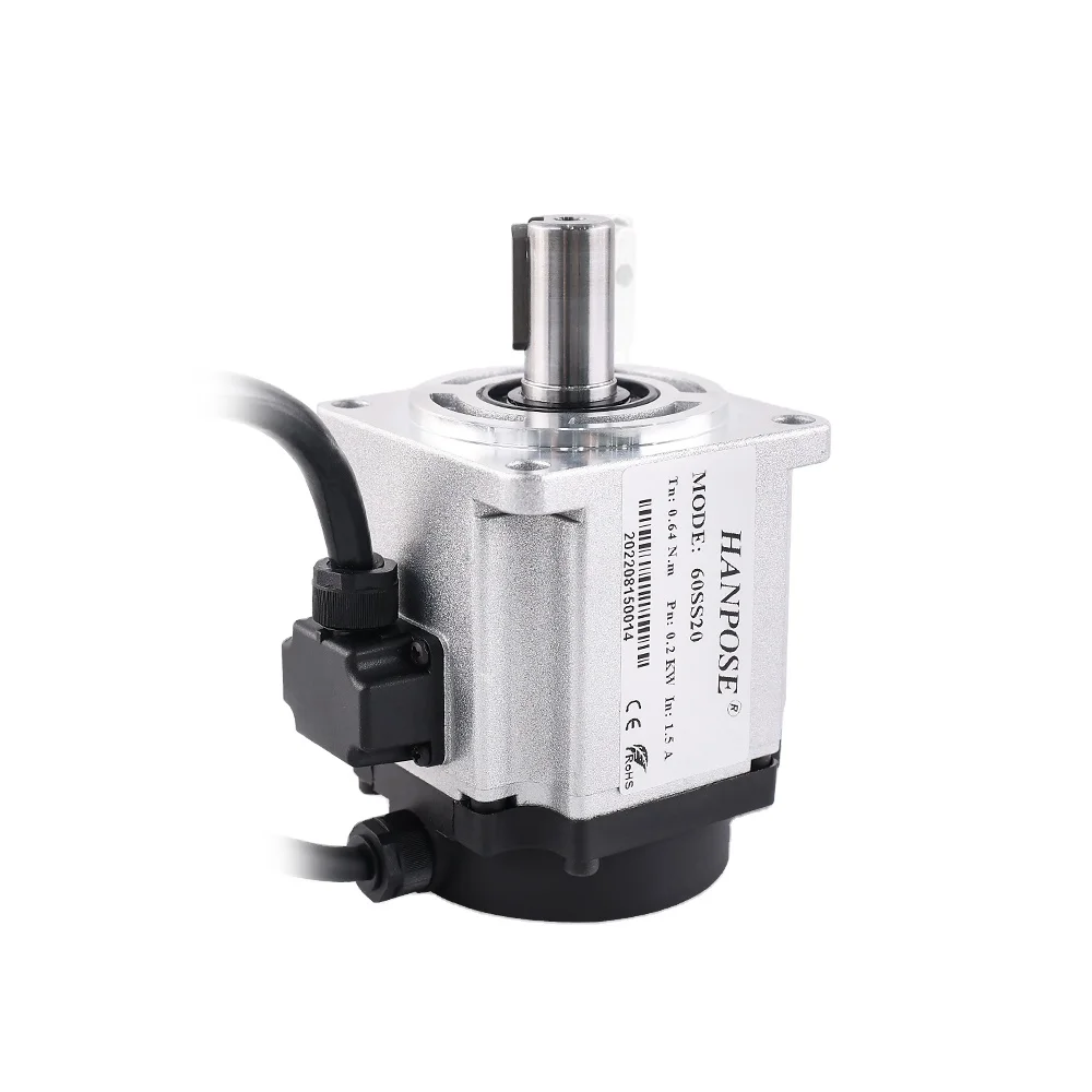 

High Performance 200W 60SS20 0.64N.m 1.5A 3000-6000rpm 60 3 m Cable for CNC Milling Machine 0.2KW Ac Servo Motor and Driver Kit