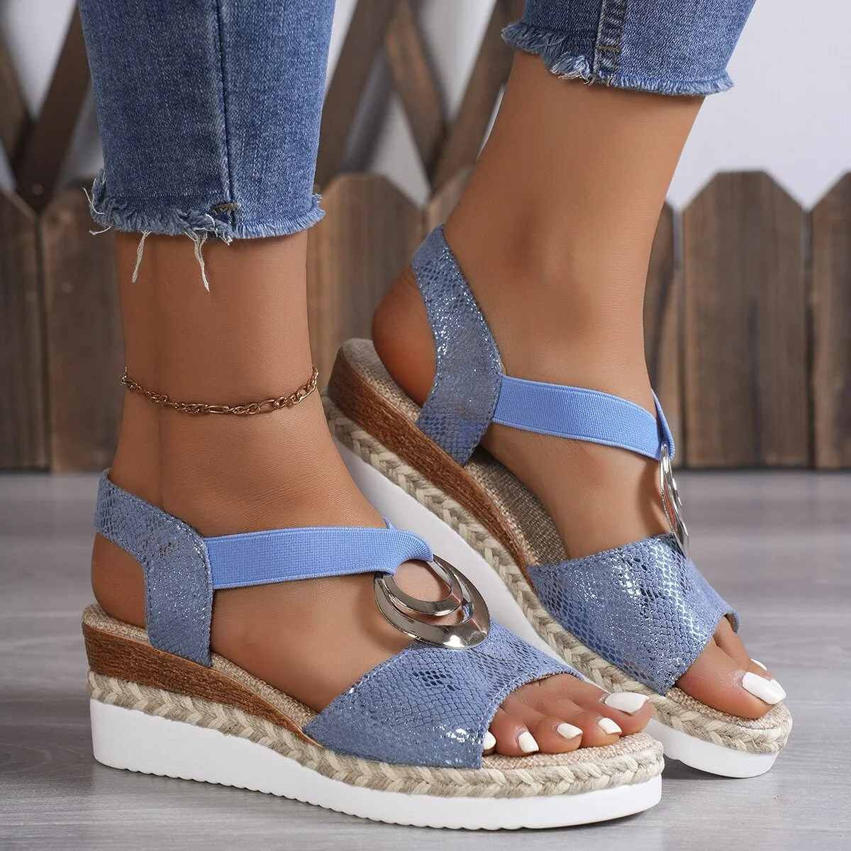 Women's Wedges Sandals  Summer Snake Print Platform Sandals Gladiator Shoes Woman Comfort Casual Med Heels Sandals Size 36-43