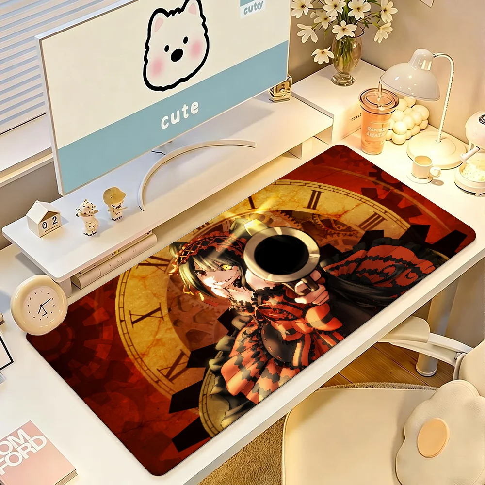 Anime Kurumi Tokisaki Mouse Pad Large Non-Slip Waterproof Mat Stitched Edge Keyboard Pad for Gaming Daily Office