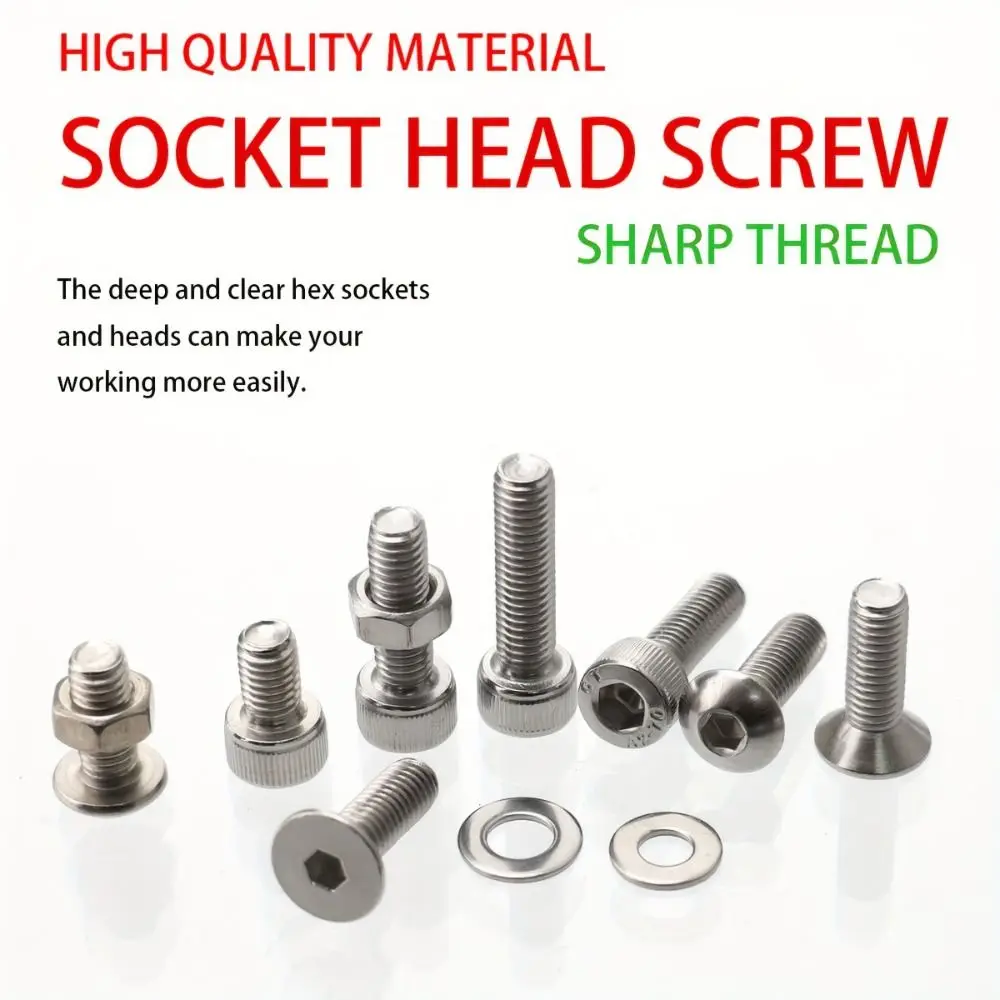 240pcs Stainless Steel Stainless Steel Bolt Set Corrosion Resistant Head Nut And Bolt Set Hex Wrench Included DIY Projects