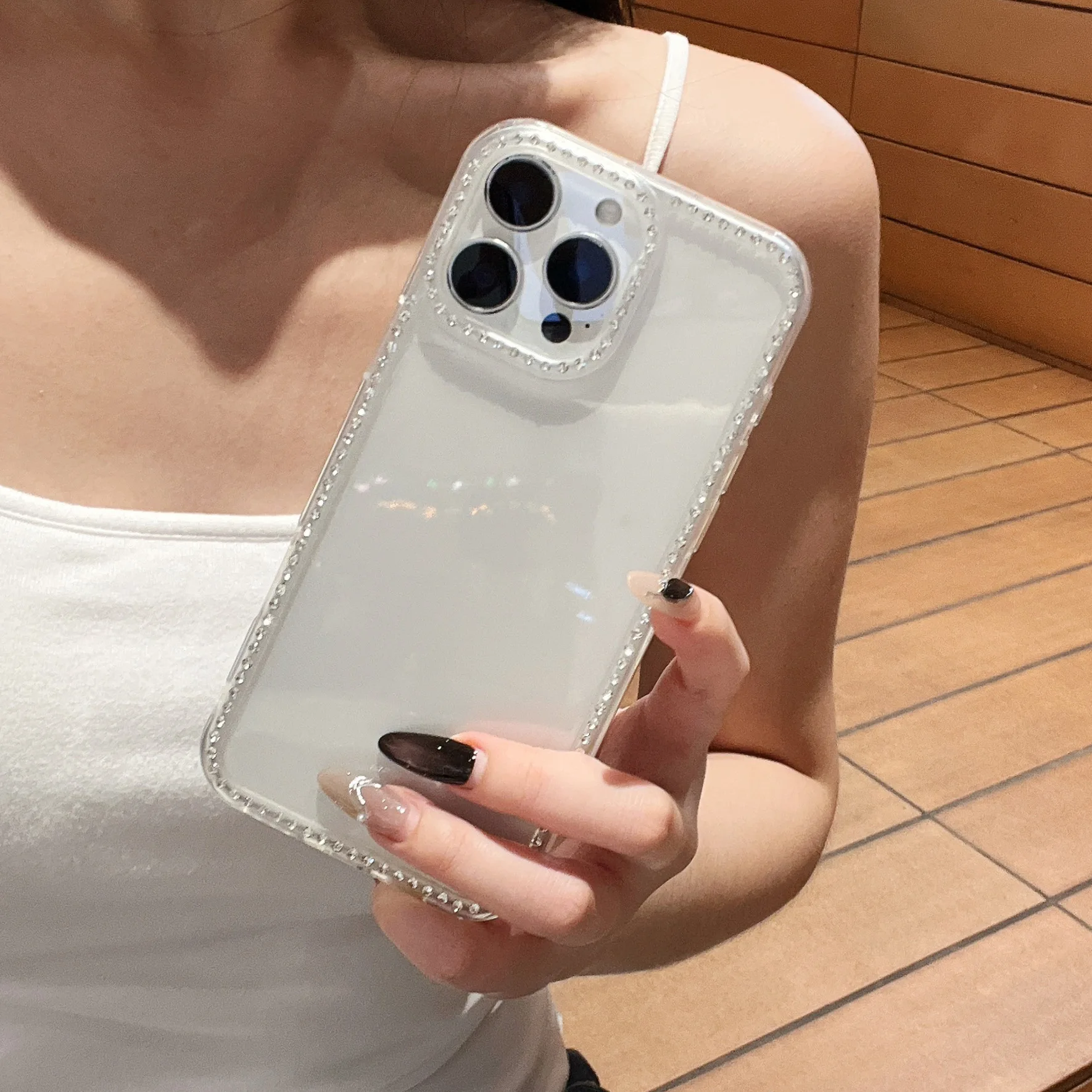 الراين لامعة أنيقة بلينغ شفافة جراب هاتف آيفون 16 15 14 13 برو ماكس حافظة لطيف فاخر الكرتون غطاء مقاوم للصدمات