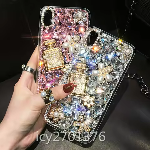 for Samsung Galaxy S10 S20 FE S21 S22 Ultra Note 10+ 20 Ultra Case, Luxury Diamonds Sparkly Soft Phone Cover W/ Crystals Lanyard