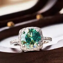GRA Certified 3 Moissanite Ring VVS1 Lab Green Diamond Solitaire Ring For Women Engagement Promise Wedding Band Fine Jewelry