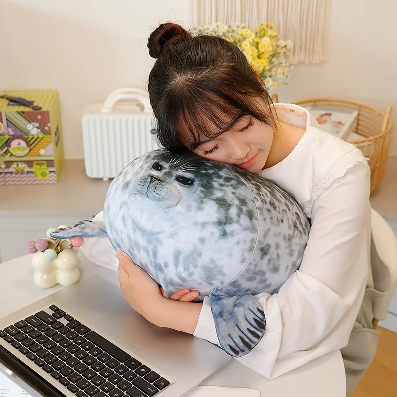 20-50cm Ultra Soft Seal Plush Pillow Grey Aquatic Animal Cushion Mother-child One Big Four Small Balls Plushie Decoration Gift