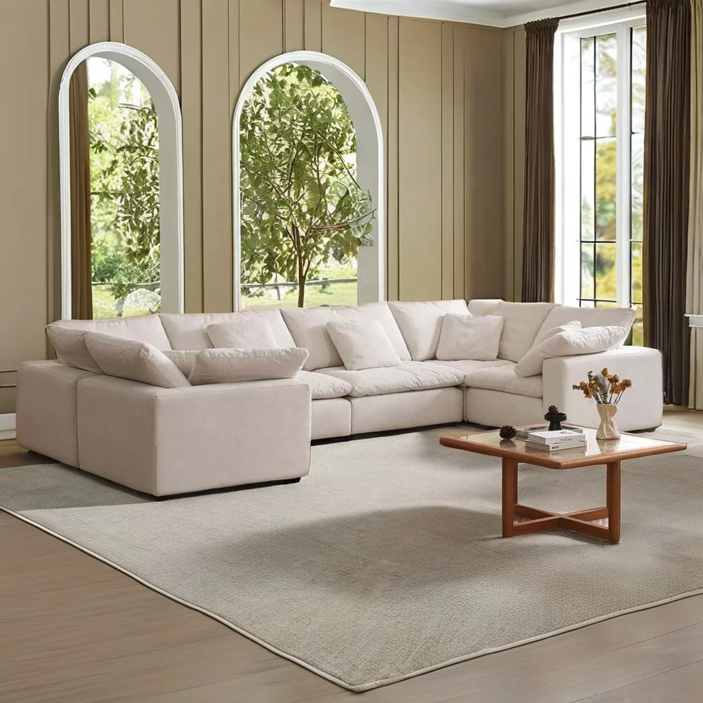 Japanese Style Cozy Couch Waterproof Fabric Indoor Sofa Set Furniture Modular Sectional Living Room Sofa