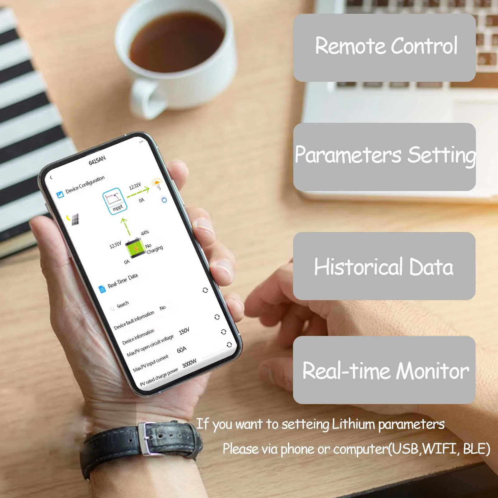 EPEVER 50 60 80A MPPT Solar Charge Controller Max PV Input 150V or 200V With MT50 USB Temperature Sensor