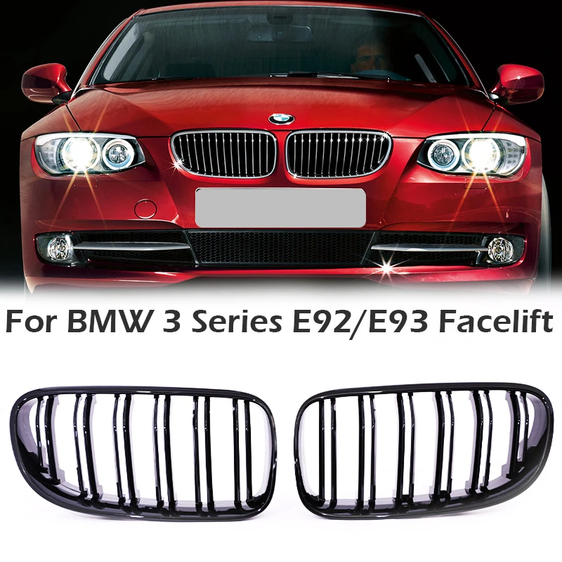 Grade de rim de cor m de carbono, grelha abs cromada de corrida para bmw série 3 e92 e93 lci 2010 2011 2012 2013 320i 330i 335