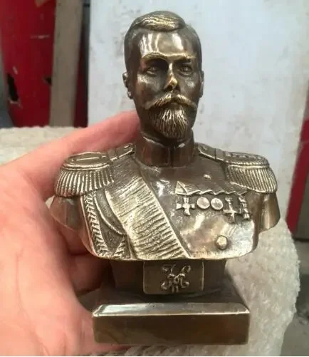 

Russian Tsar NICHOLAS II bust statue 5" H bronze statue