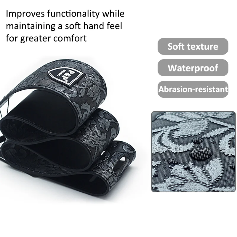 PU Leather Guitar Strap 2.5 Inches Width Adjustable Vintage Guitar Strap Soft Embroidered Belt for Electric Guitar Acoustic Bass