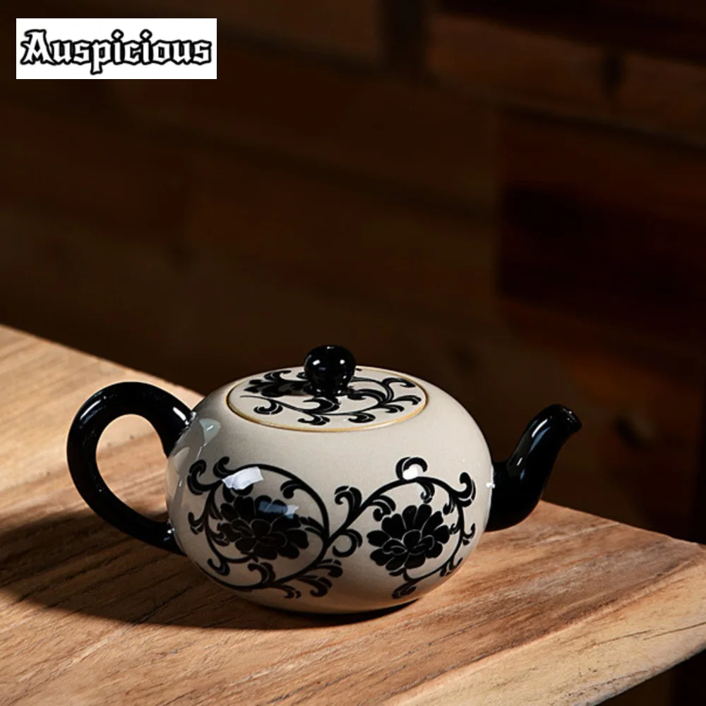 120ml Cizhou Porcelain Kiln Gaiwan  Antique Kung Fu Respecting Big Ceramic Three Talents Bowl Soaking Tea Pot Tea Brewing Kettle