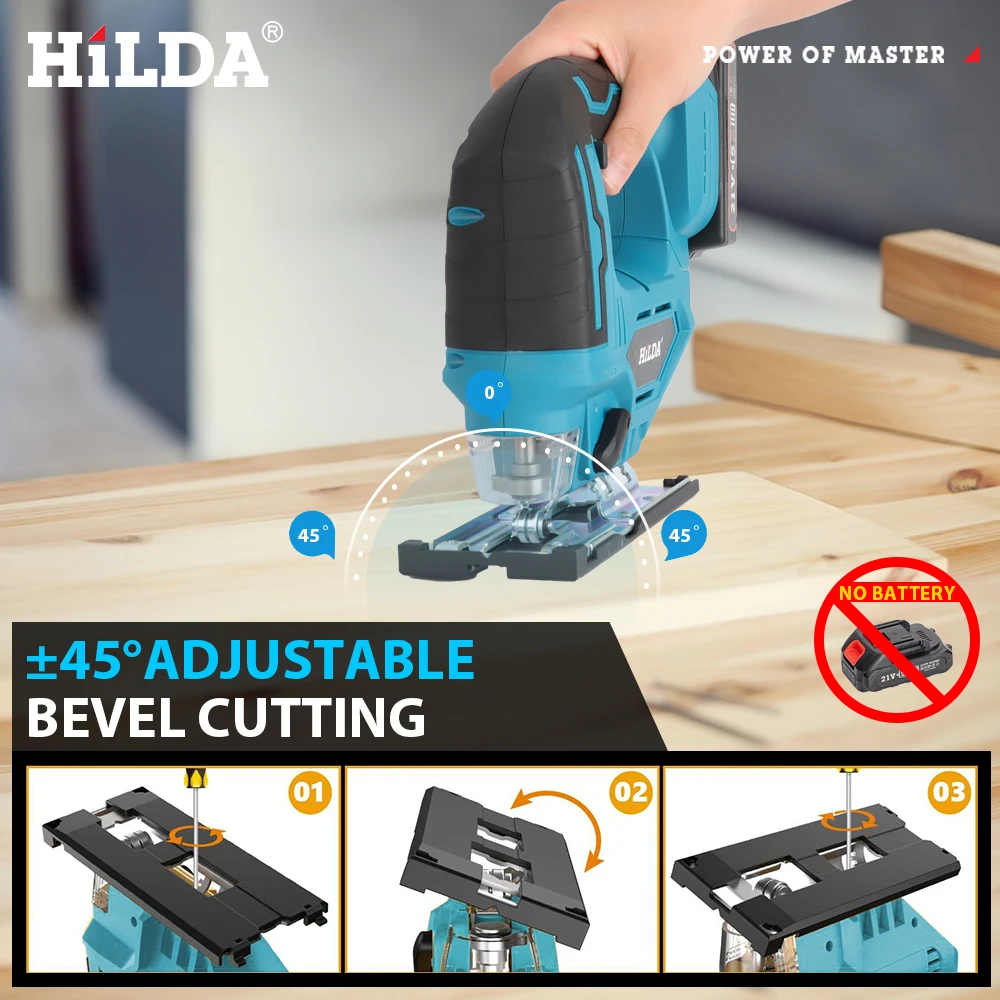 

HILDA Cordless Jigsaw Portable Handheld Power Tool Efficient Cutting Saw for Carpentry Woodworking Projects for Makita Battery