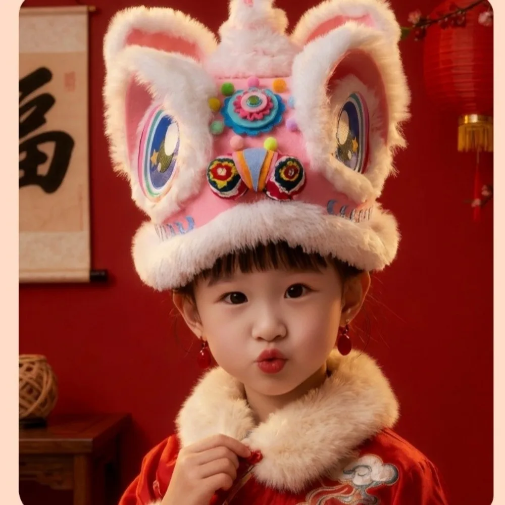 Gift Non Woven Lion Dance Hat DIY Material Package Handmade Headwear Festival Hat Spring Festival