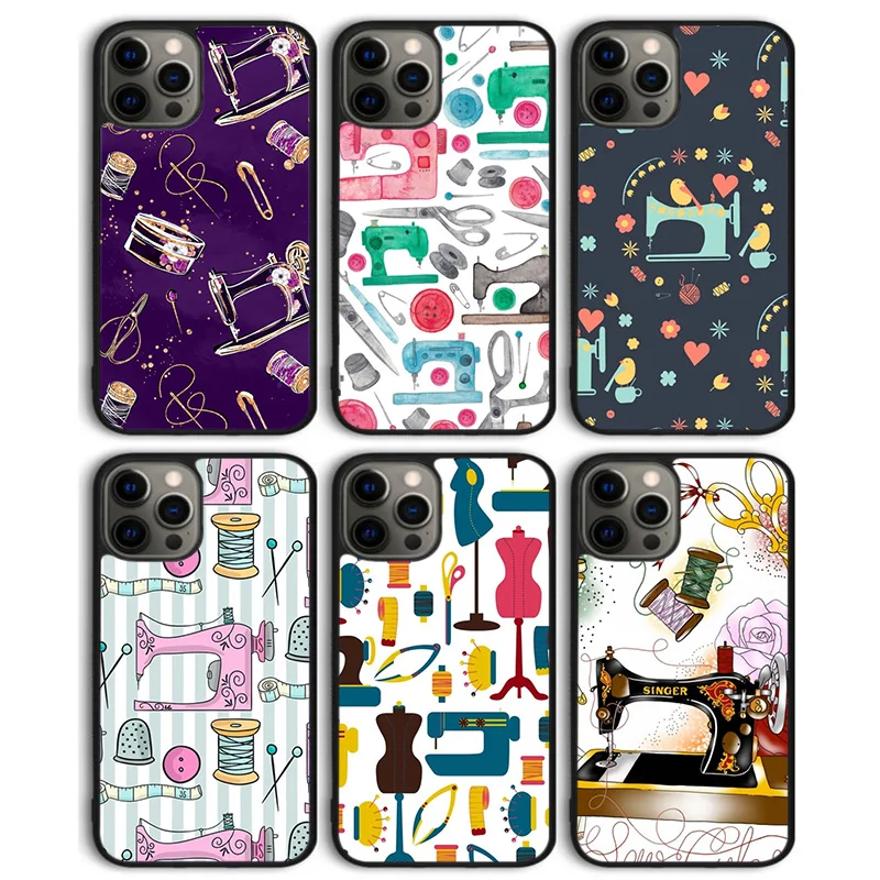 sewing machine tailor elements pattern Phone Case Cover for iPhone 16 15 SE2020 14 13 11 12 Pro Max mini XS XR X PlusS Coque