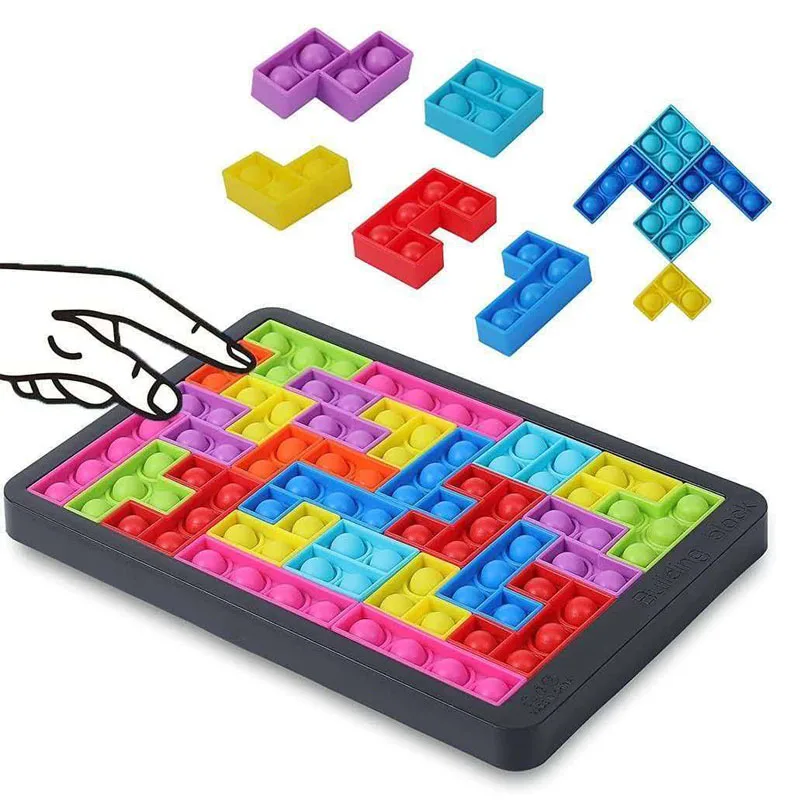 Push Bubble Sensory Fidget Silicone Jigsaw Puzzle Building Blocks Educational Learning Toys Anxiety Stress Relief Calm Down ADHD